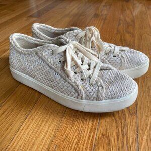 Sam Edelman Cream Knit Lace-Up Sneakers